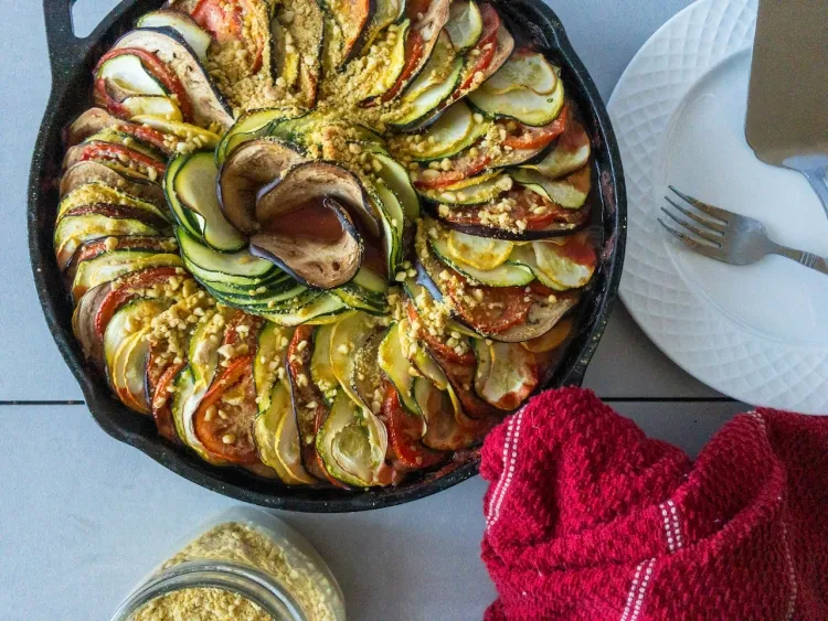 how to make a ratatouille traditional savory dish vegetables arranged colorful appearance