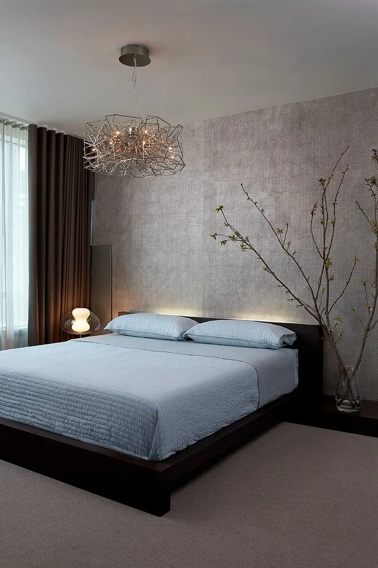deco bedroom adult zen atmosphere modern design natural branches