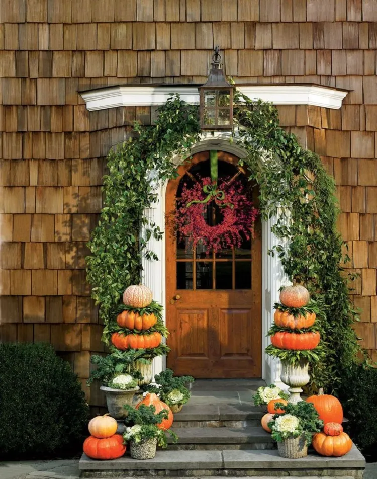 original decoration do it yourself entrance door autumn pumpkin ornamental cabbage
