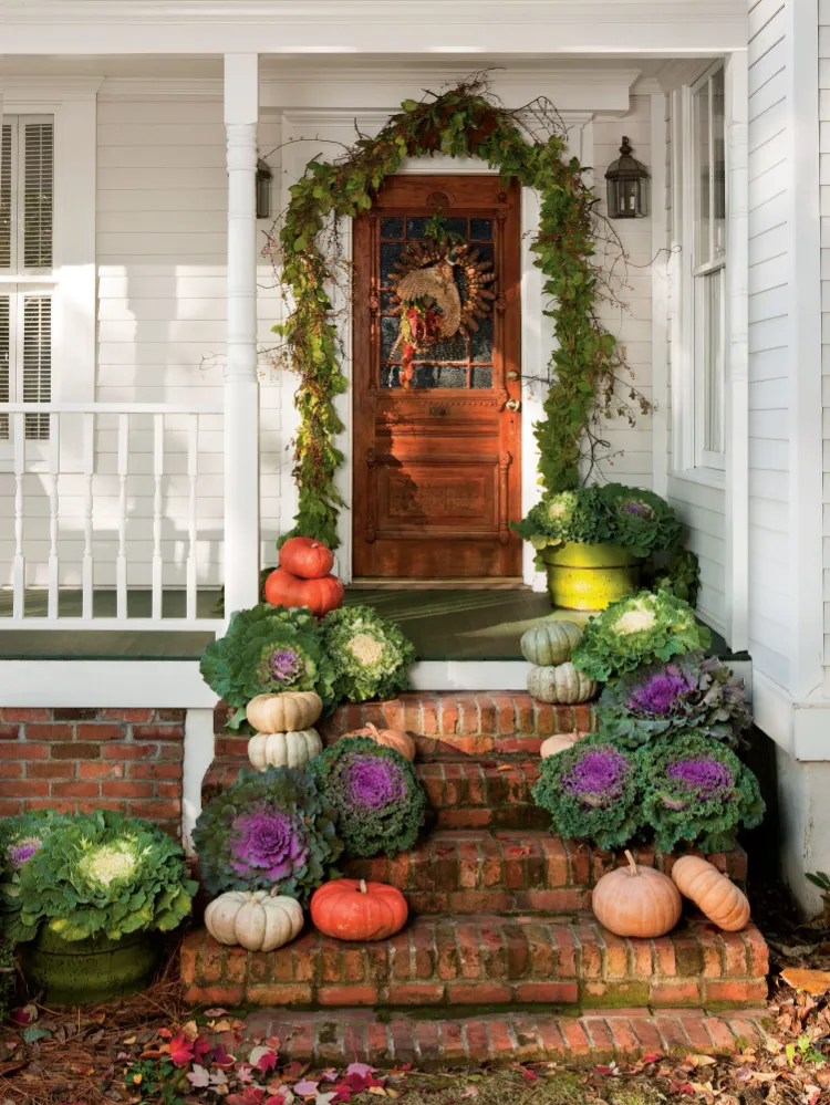 natural fall decoration idea front porch outdoor stairs home