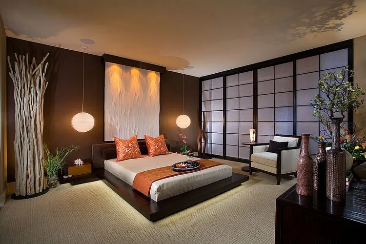 photo deco adult bedroom zen wooden decor subtle lighting