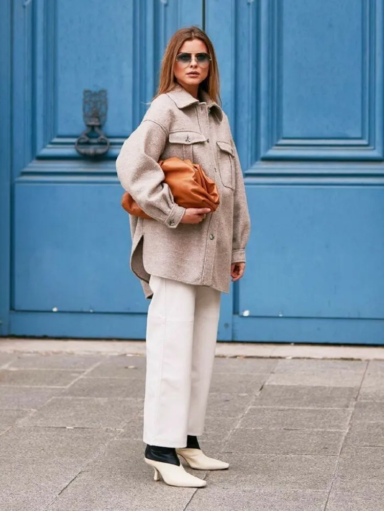 surchemise laine femme beige veste tendance automne 2022