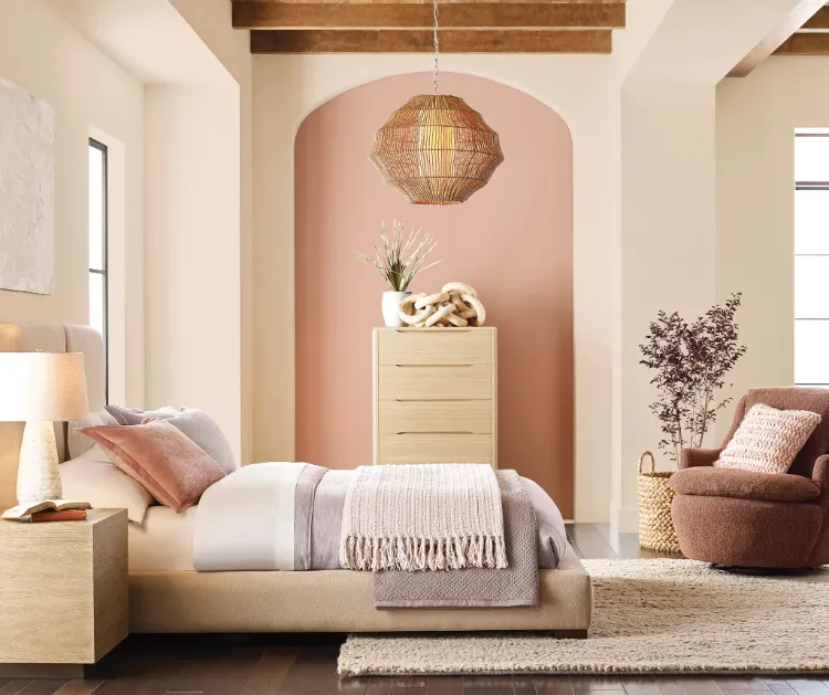tendance nude couleur tendance 2023 chambre à coucher design intérieur