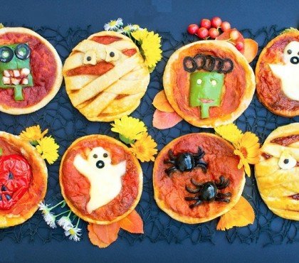 Pizza pour Halloween mini appéros avec une décoration simple mais originale