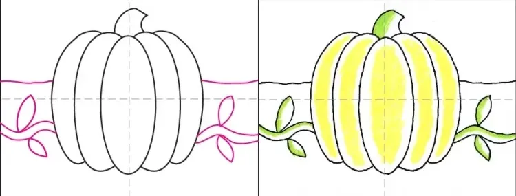 comment dessiner une citrouille simple colorier étapes photo tutoriel