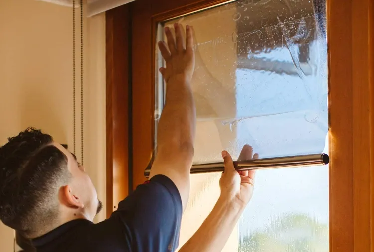 comment empêcher l'air de passer par la fenêtre coupe froid ruban mousse film plastique
