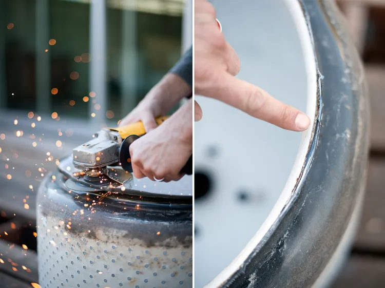 comment fabriquer foyer extérieur tambour machine lave linge braséro étapes