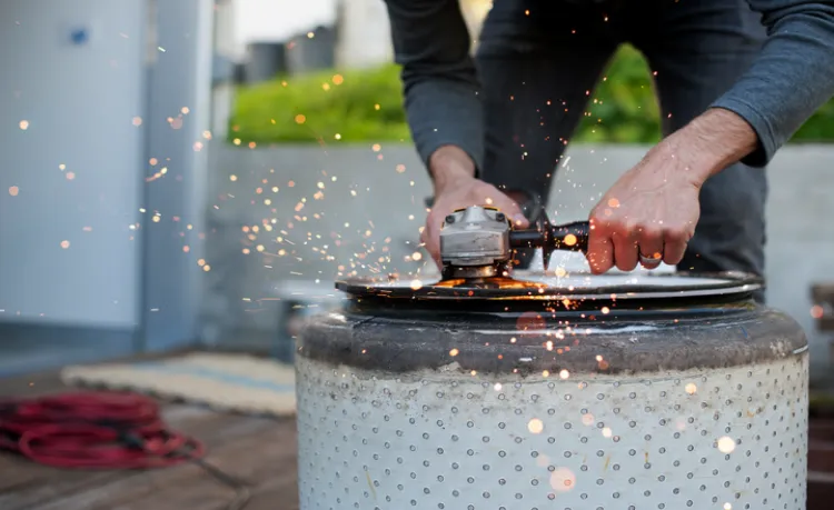comment fabriquer foyer extérieur tambour machine laver braséro DIY par étapes
