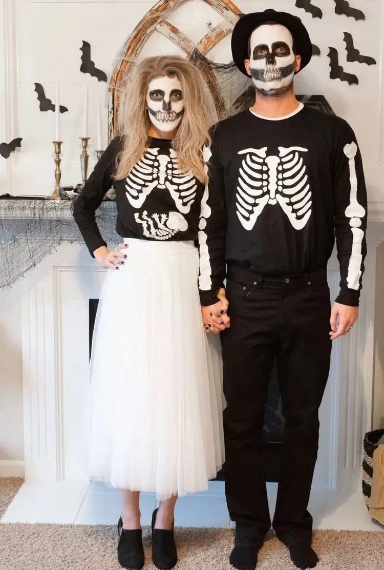costume halloween pas cher 2022 déguisement pour couple squelette