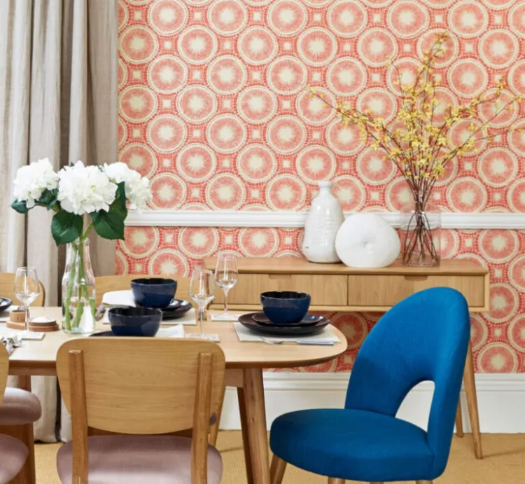 décoration murale salle manger chaleureuse papier peint motifs tendances décoration 2022