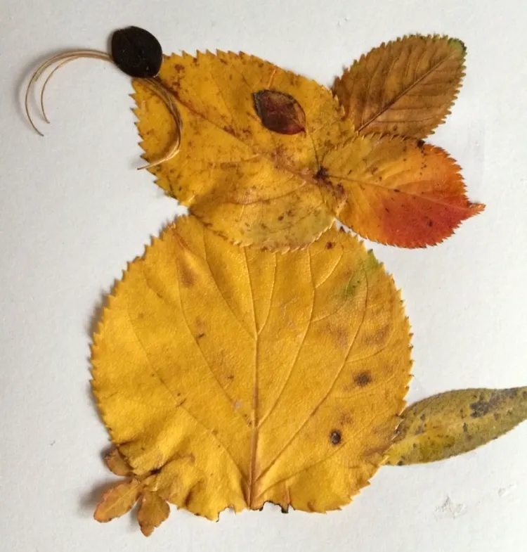 fabriquer des animaux feuilles séchées bricolage automne facile souris
