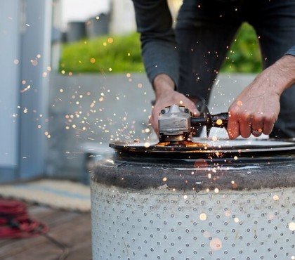 fabriquer foyer extérieur tambour machine lave linge braséro étapes tutoriel