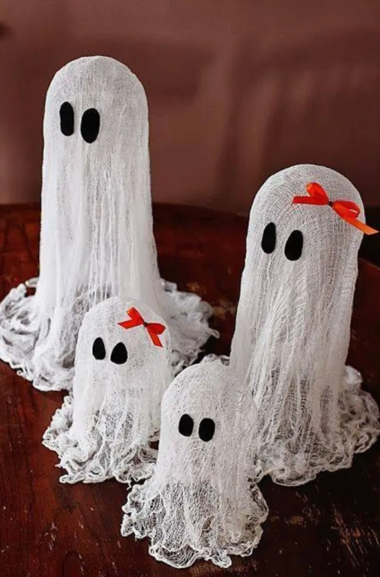 fantome halloween à fabriquer en gaze