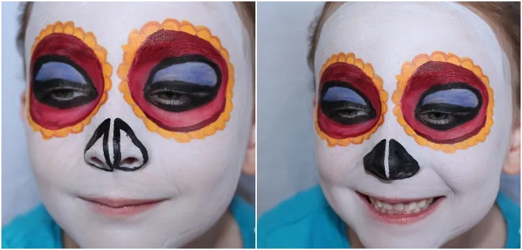 maquillage enfant pour halloween 2022 filles catrina calavera crane sucre mexicain