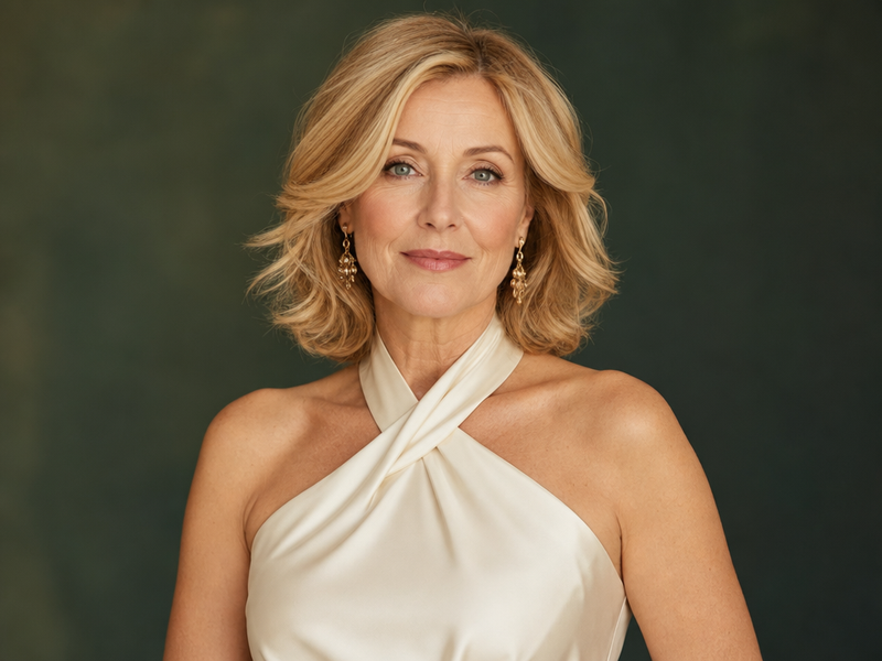 coupe mi-long femme 60 ans âgées cheveux blond