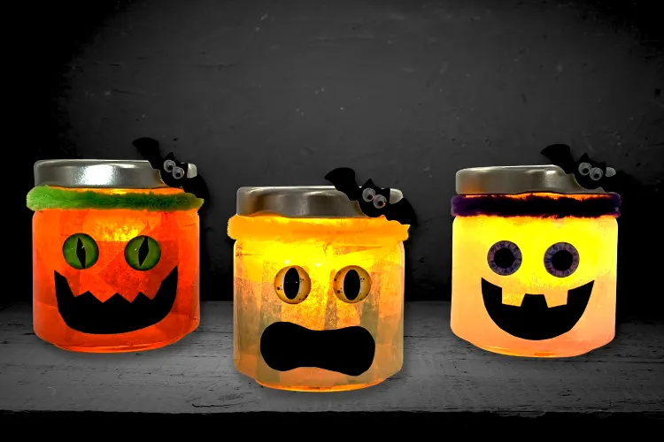 photophores avec matériaux recyclés pour Halloween 2022