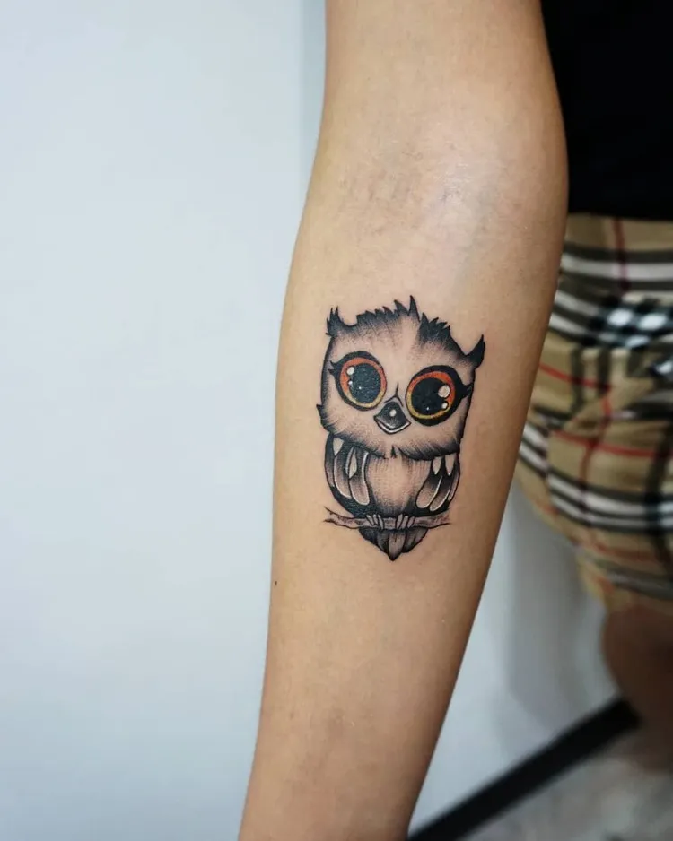 owl tattoo forearm woman idea small discreet tattoo