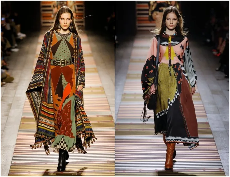 tenue automne femme 2022 style bohème tendances couleurs motifs ethniques