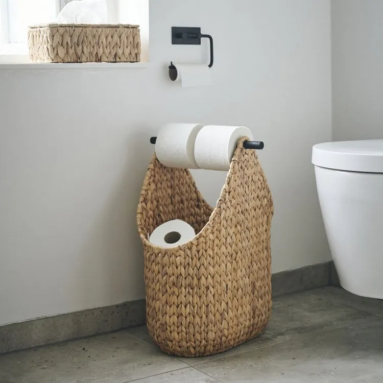 accessoire tendance salle de bain dérouleur de papier toilette tressé ikea fibres naturelles