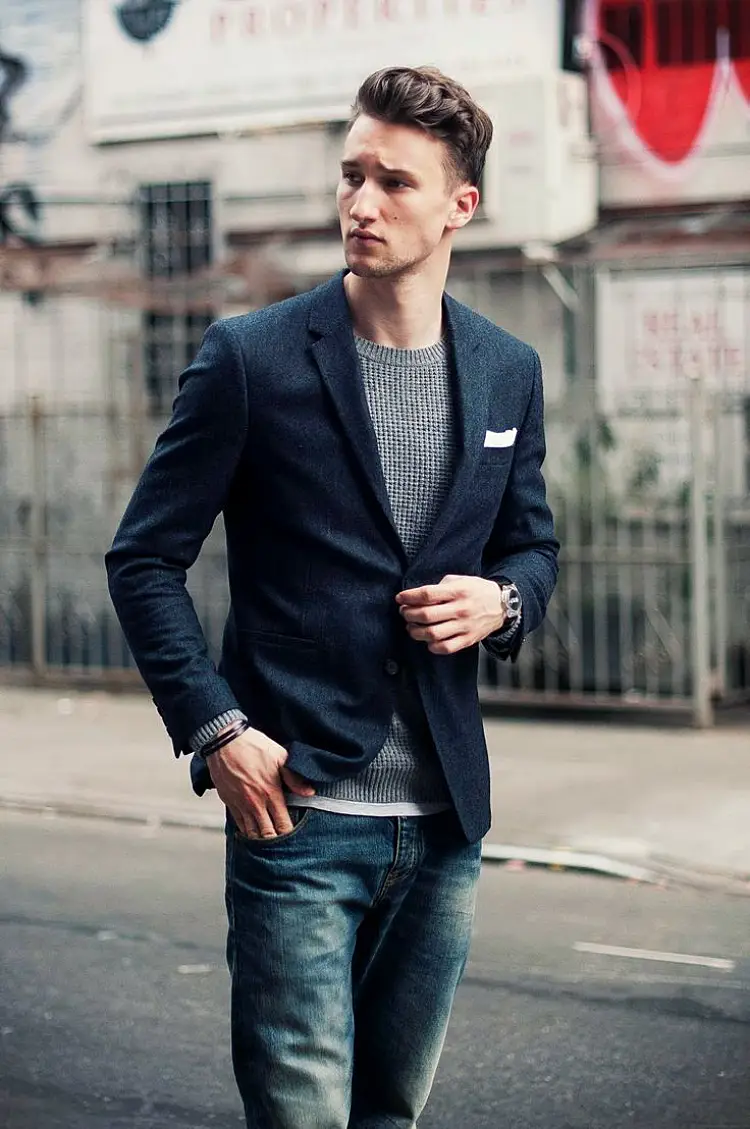 how to wear a men's blazer with jeans fashion style