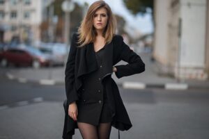 manteau noir court femme style mode