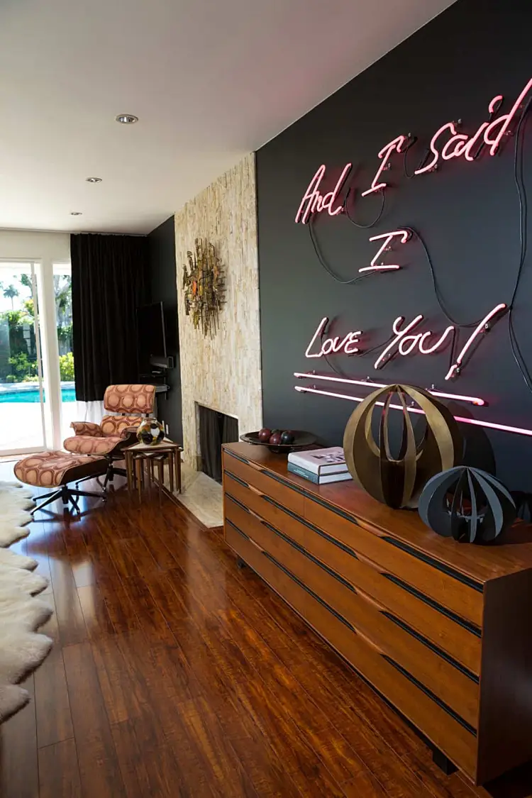 neon signs deco living room trends 2023 pink modern interior