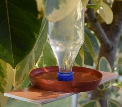 photo tuto comment fabriquer un abreuvoir pour oiseaux partir bouteille plastique