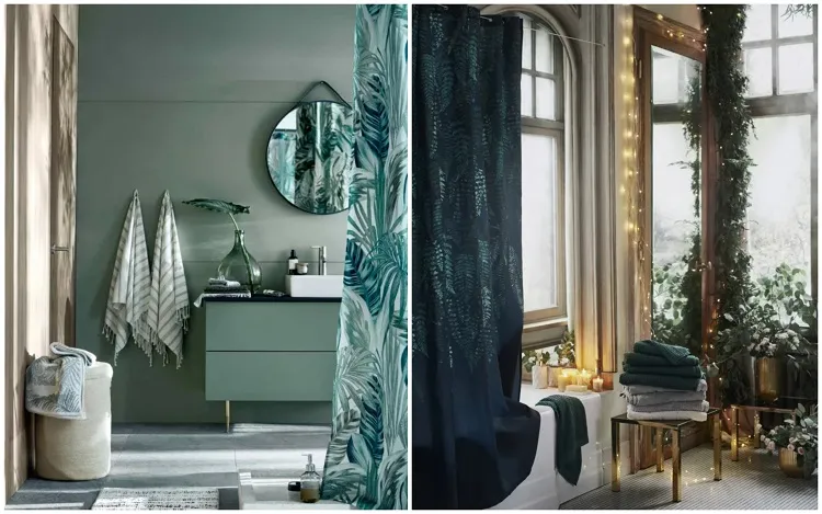 rideaux de douche colorés accessoire tendance salle d'eau moderne 2023