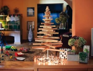 sapin de noel minimaliste faire sois meme idee fetes fin annee recup