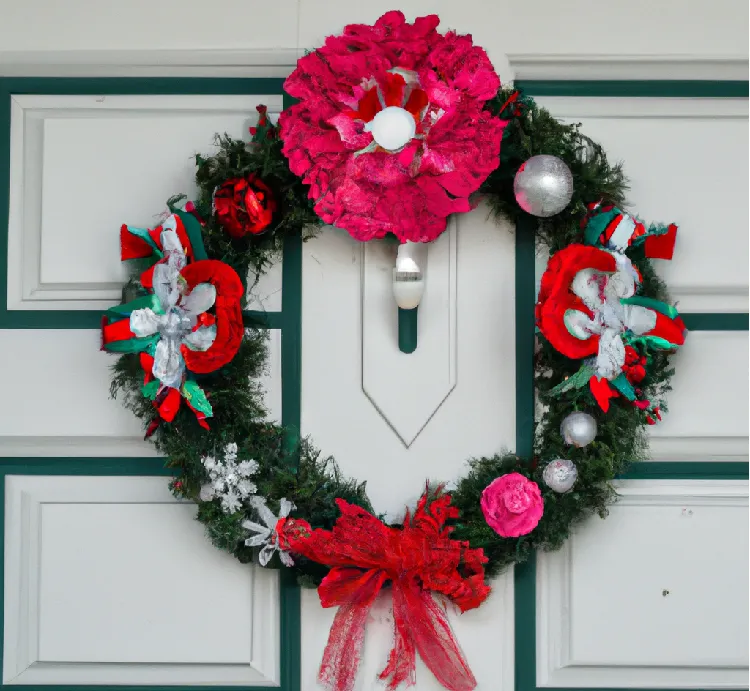 bien accrocher une couronne de Noël sur une porte en PVC