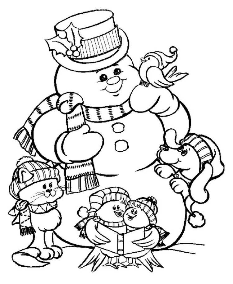 bonhomme de neige mignon avec ses amis