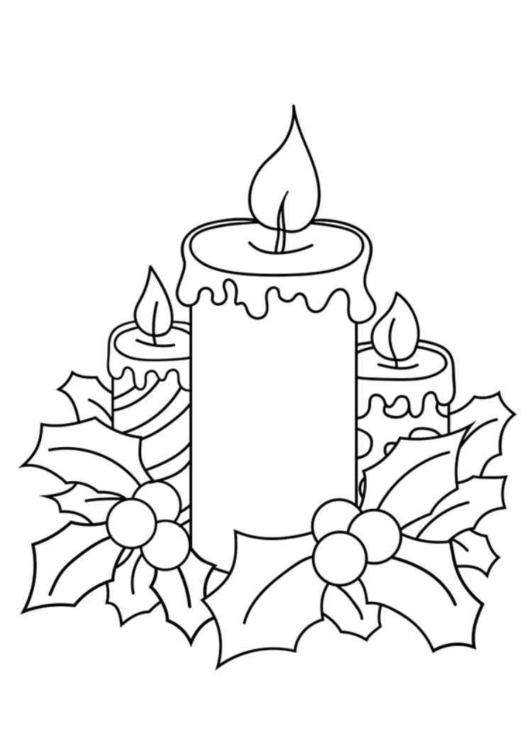 bougies de noël flamme chaude et confortable dessin facile à colorier