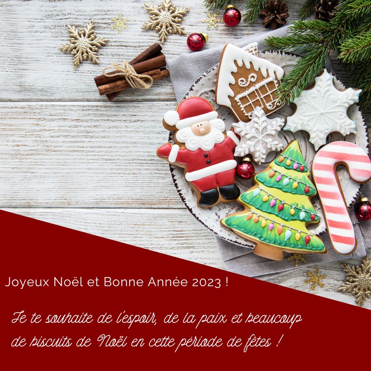 carte de voeux 2023 gratuite biscuits Noël 2022
