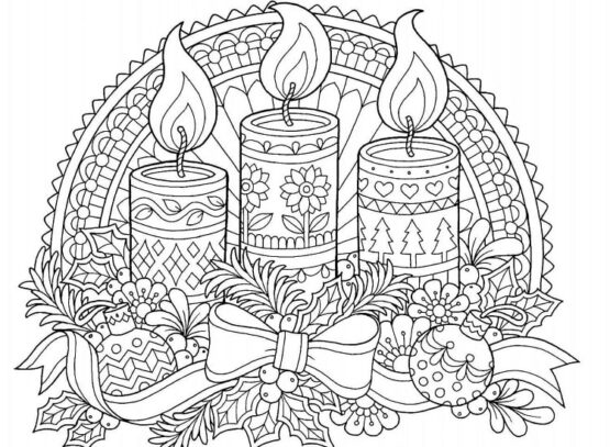 coloriage noël adulte bougies