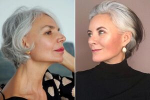 coupe cheveux courts gris femme 50 ans