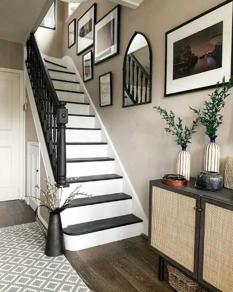 deco staircase trends 2023 use stencils to create repeating patterns