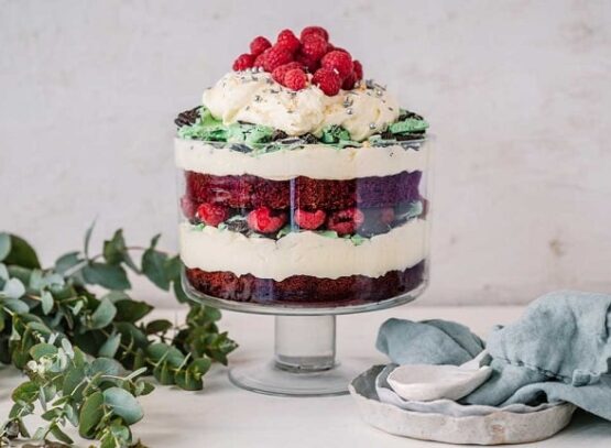 dessert de noël à préparer la veille Gâteau au fromage Red Velvet Trifle