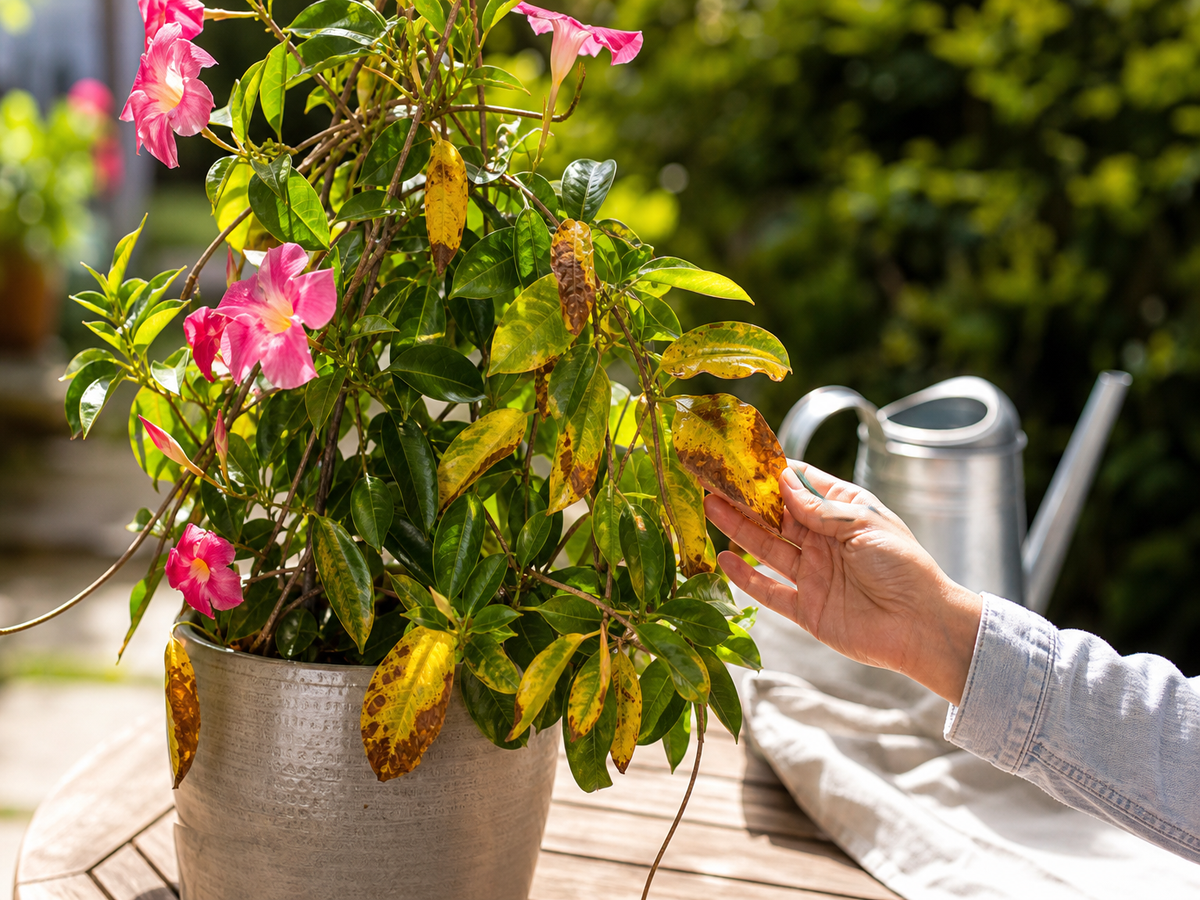 Pourquoi les feuilles de mon dipladénia jaunissent et tombent