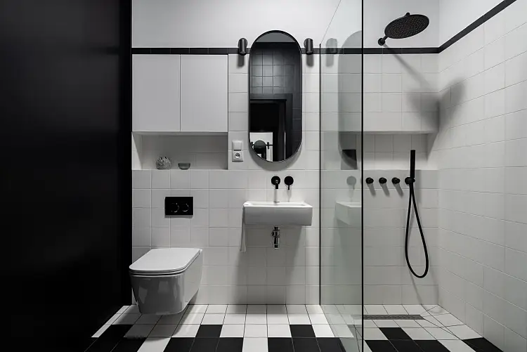 noir et blanc salle eau bain maison deco