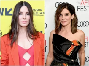 quelle coupe de cheveux quand on a des rides femme 50 ans et plus camoufler les rides du front avec frange rajeunir le visage Sandra Bullock