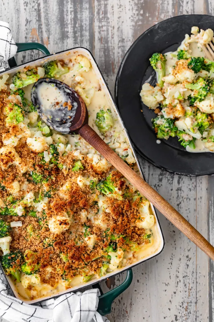 recette gratin de noel chou fleur brocoli idee saine menu de noel 2022 repas végétarien