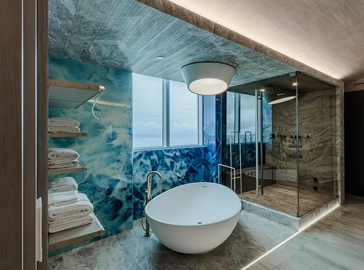 salle de bain maison deco bleu marbre