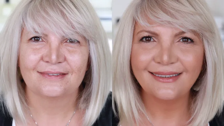 astuces maquillage femme 50 ans peau mature pour camoufler les rides les bajoues et le double menton