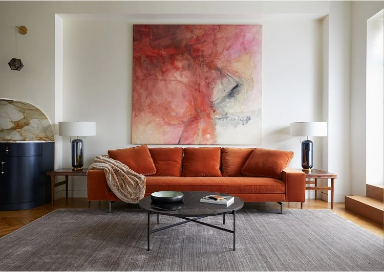 terracotta color sofa