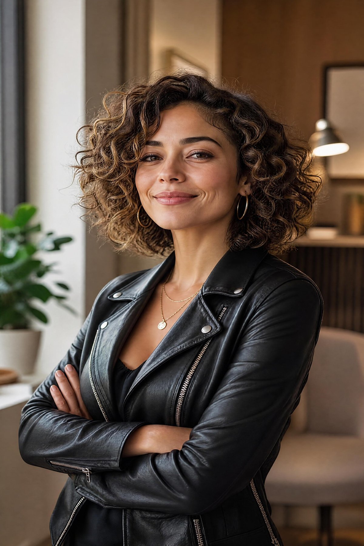 carré bouclé mi-long moderne pour cheveux épais