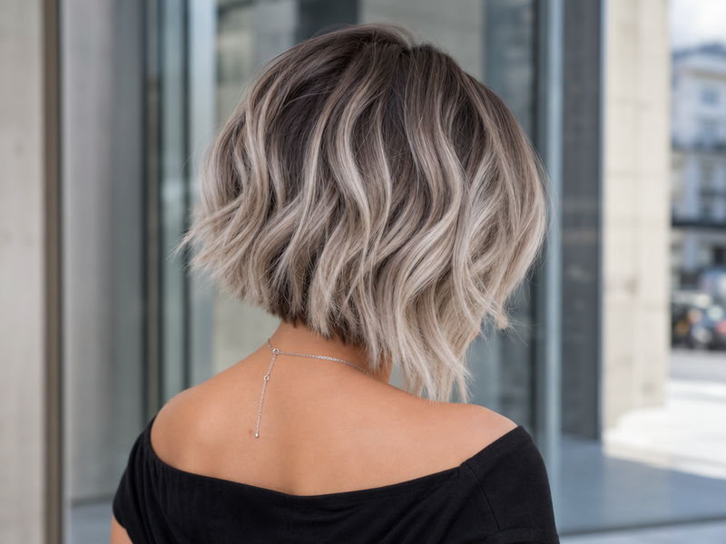 comment porter carré plongeant flou 50 ans sans faire Karen balayage blond