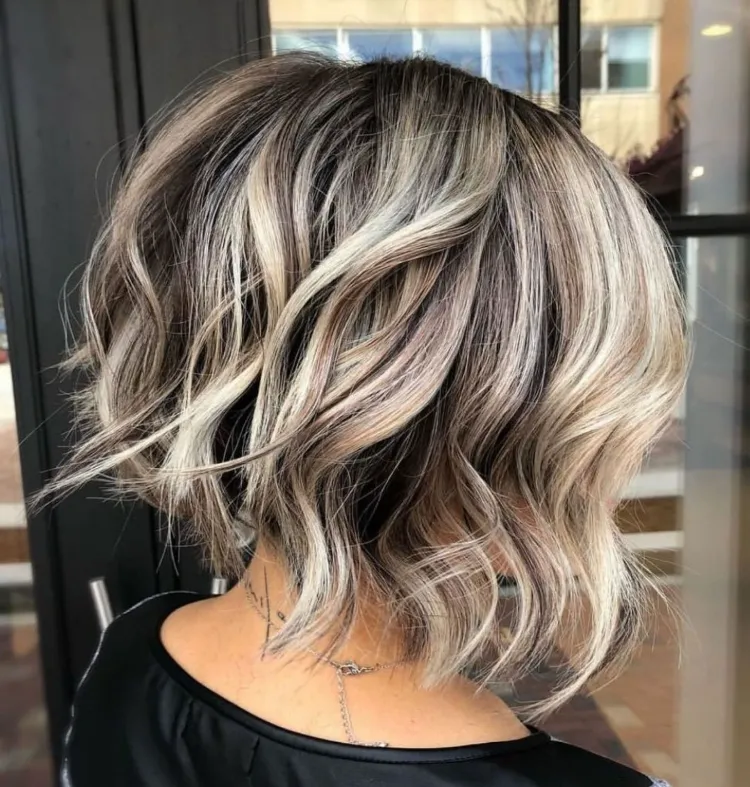 how to wear a fuzzy plunging bob 50 years without doing Karen blonde balayage