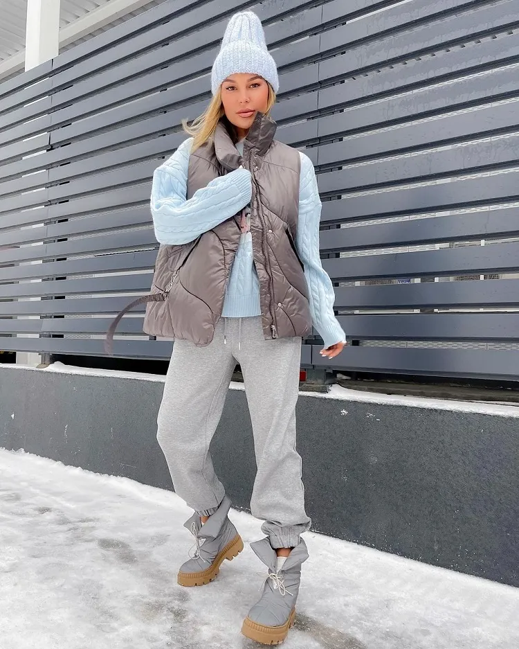 comment porter les bottes de ski avec style tendance bottines matelassées chaussures tendance femme 2023