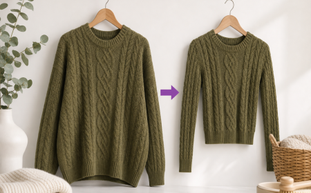 Pull en laine rétréci avant après comparaison taille