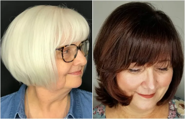 haircut to refine oval face woman 50 years 2023